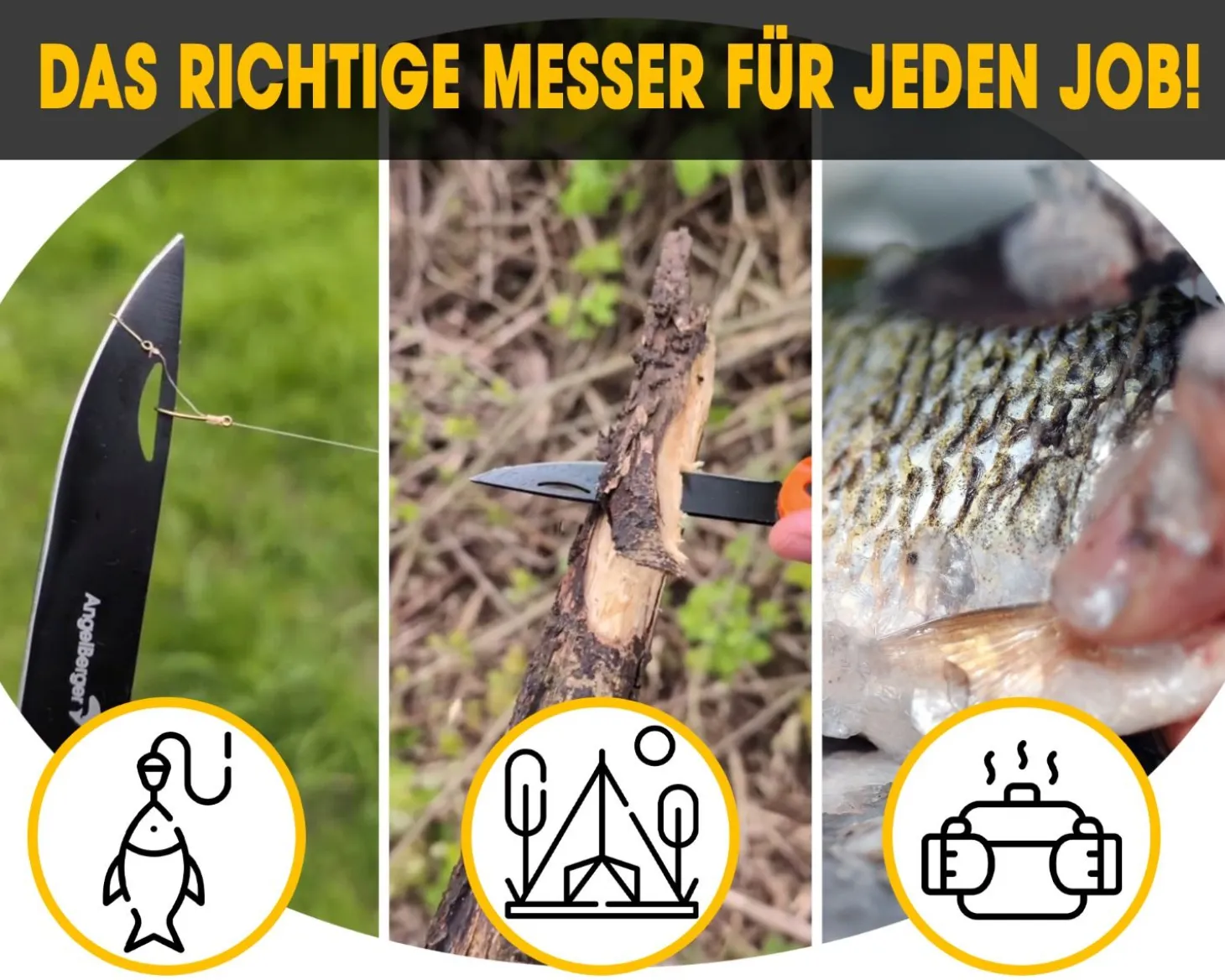 Angel Berger Angelmesser Folding Knife Fischmesser Klappmesser Edelstahl Outdoor Messer für Fisch und Angeln Angelzubehör