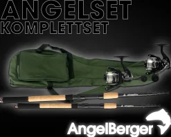 Angel Berger Angelset Komplettset 2 Teleskopruten Rollen Rutentasche Angelruten Angelrollen mit Angelschnur und Rutentasche Angelsets
