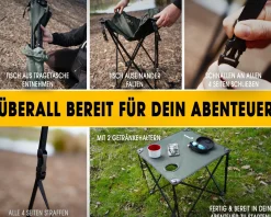 Angel Berger Campingtisch faltbar mit 2 Getränkehalter Bivvy Table Angeltisch Klapptisch Falttisch  Zielfische