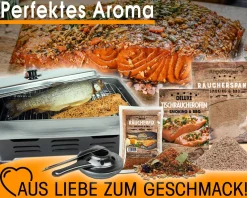Angel Berger Deluxe Tischraeucherofen mit Zubehoer Edelstahl Smoker mit Räuchermehl Räucherlauge Räucheranleitung Räucherset Räucherofen