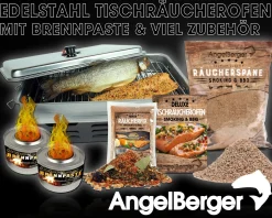 Angel Berger Edelstahl Tischräucherofen mit Brennpaste Räucherofen Smoker Räucherofen