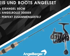 Angel Berger Eis und Bootsangelset mit Rolle Eisangel Eisrute Ice Rod Angelset Eisangeln Angelsets