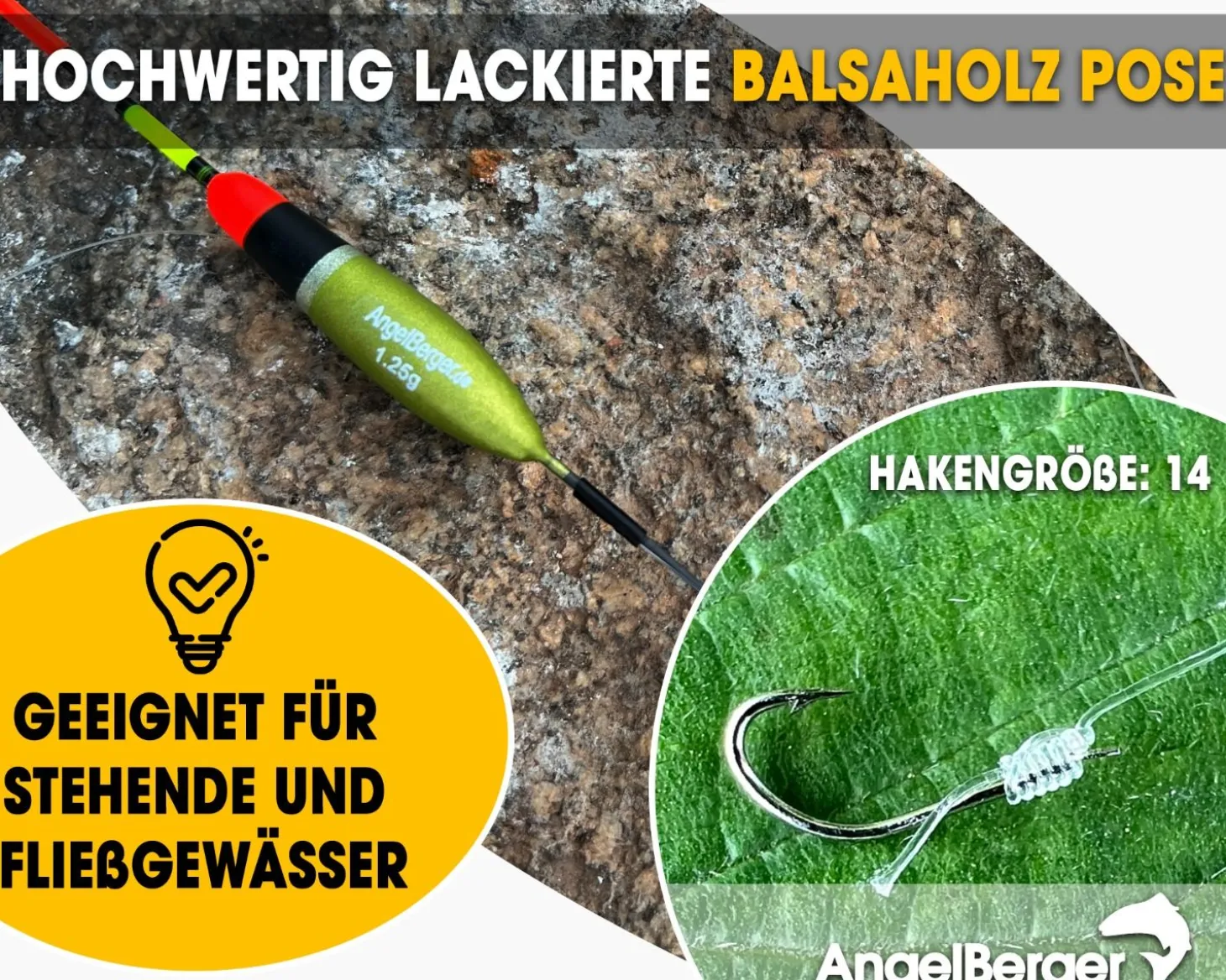 Angel Berger Fertigangel 1,25g Angelset Posenmontage Stippangel Handangel Fertigmontage Friedfisch Angeln Friedfischangeln