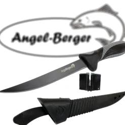 Angel Berger Filetiermesser mit Messerschärfer Angelmesser beschichtet Meeresangeln
