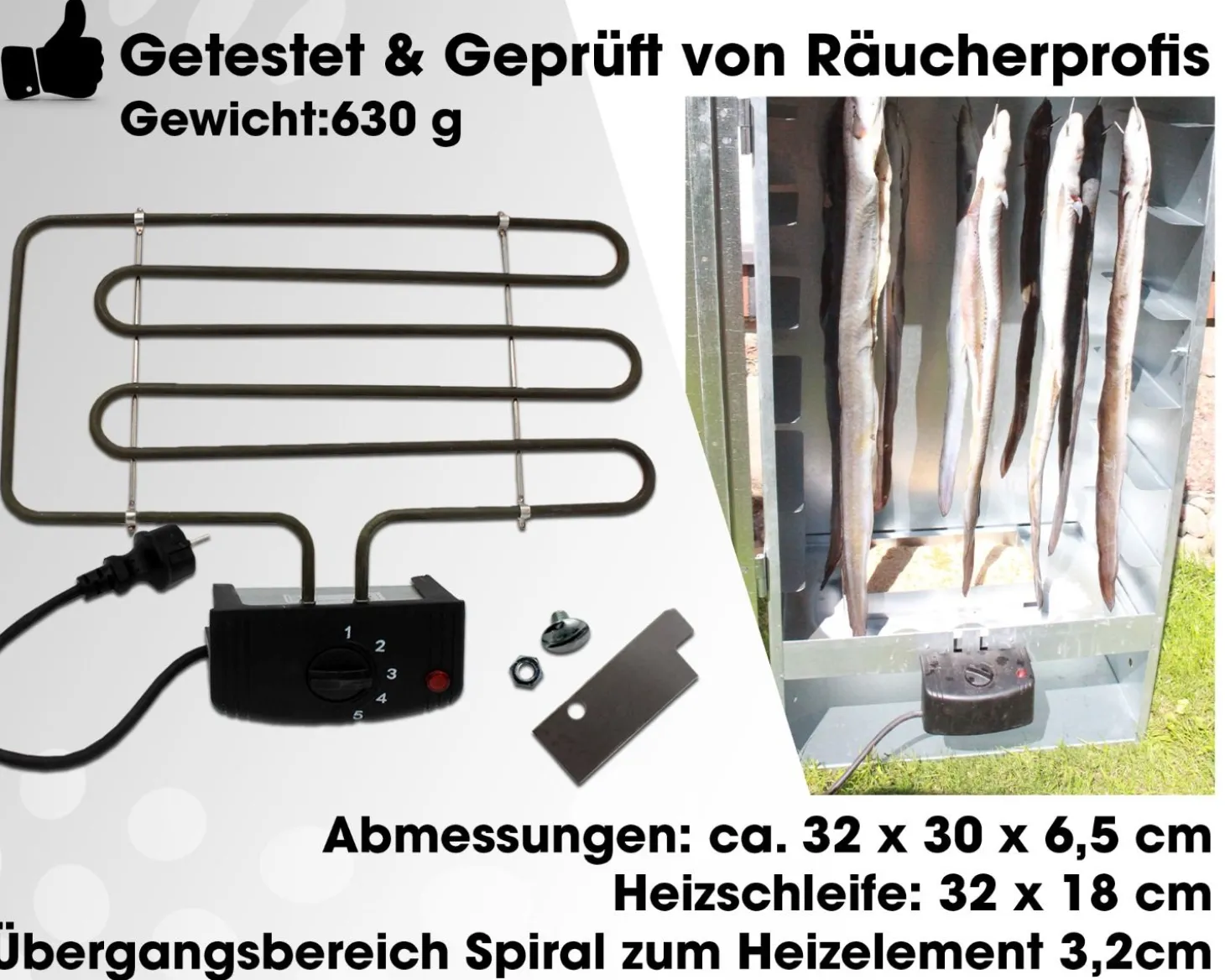 Angel Berger Premium Elektroheizung für Räucherofen Räucherheizung Heizspirale Räuchern