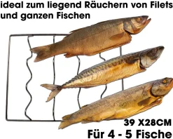 Angel Berger Premium Räucherrost Fischkörbchen 34 x 25cm Edelstahl Räuchern