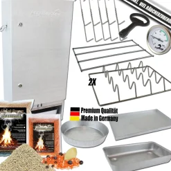 Angel Berger Premium Räucherofen hochwertiger Räucherschrank mit viel Räucherzubehör Smoker Räuchern  Räucherofen