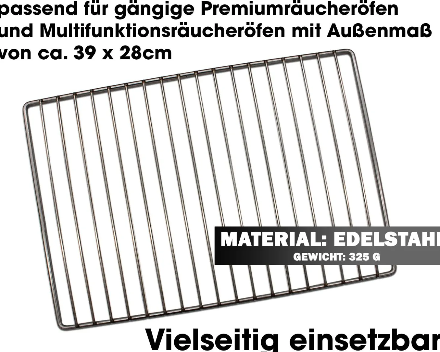 Angel Berger Premium Räucherrost Flachrost 34 x 25 cm Edelstahl Räuchern