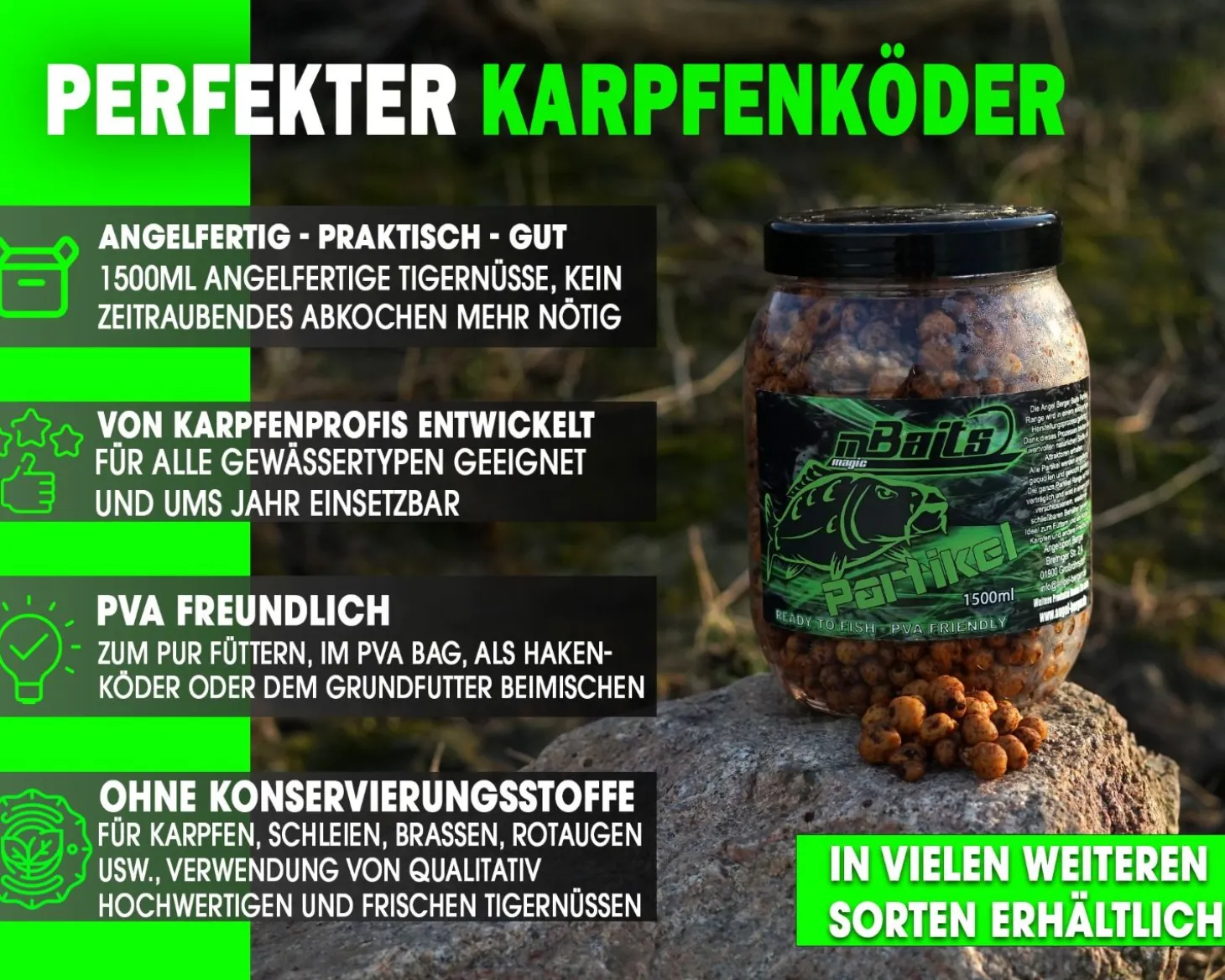 Angel Berger Ready Particle 1500ml Tigernuss Futtermittel
