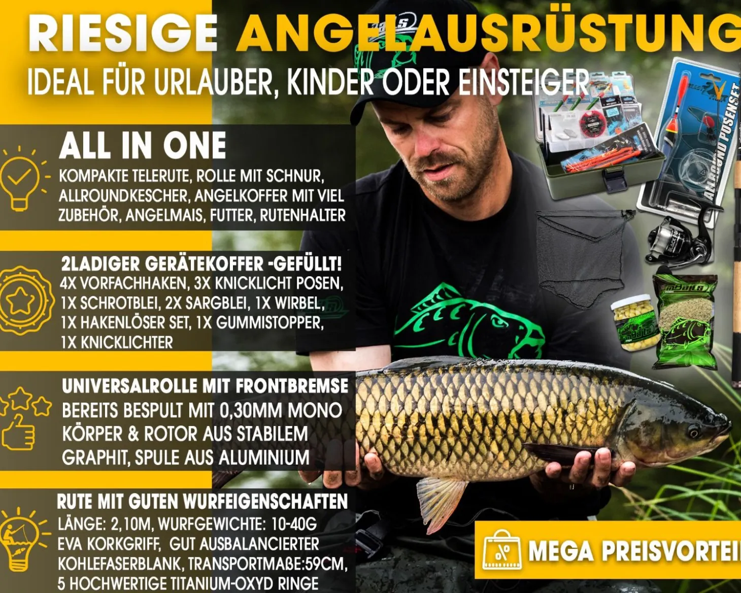Angel Berger Riesiges Angelset Angelausrüstung Angelsets