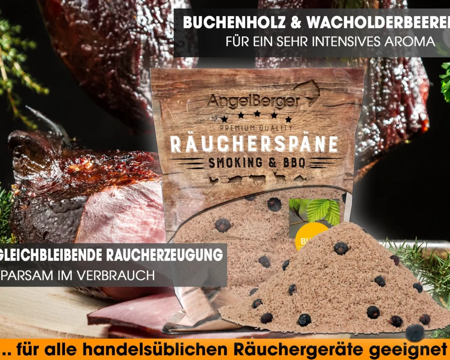 Angel Berger Räuchermehl Buche Wacholder 500g räucherspäne Räuchermehl & Gewürze