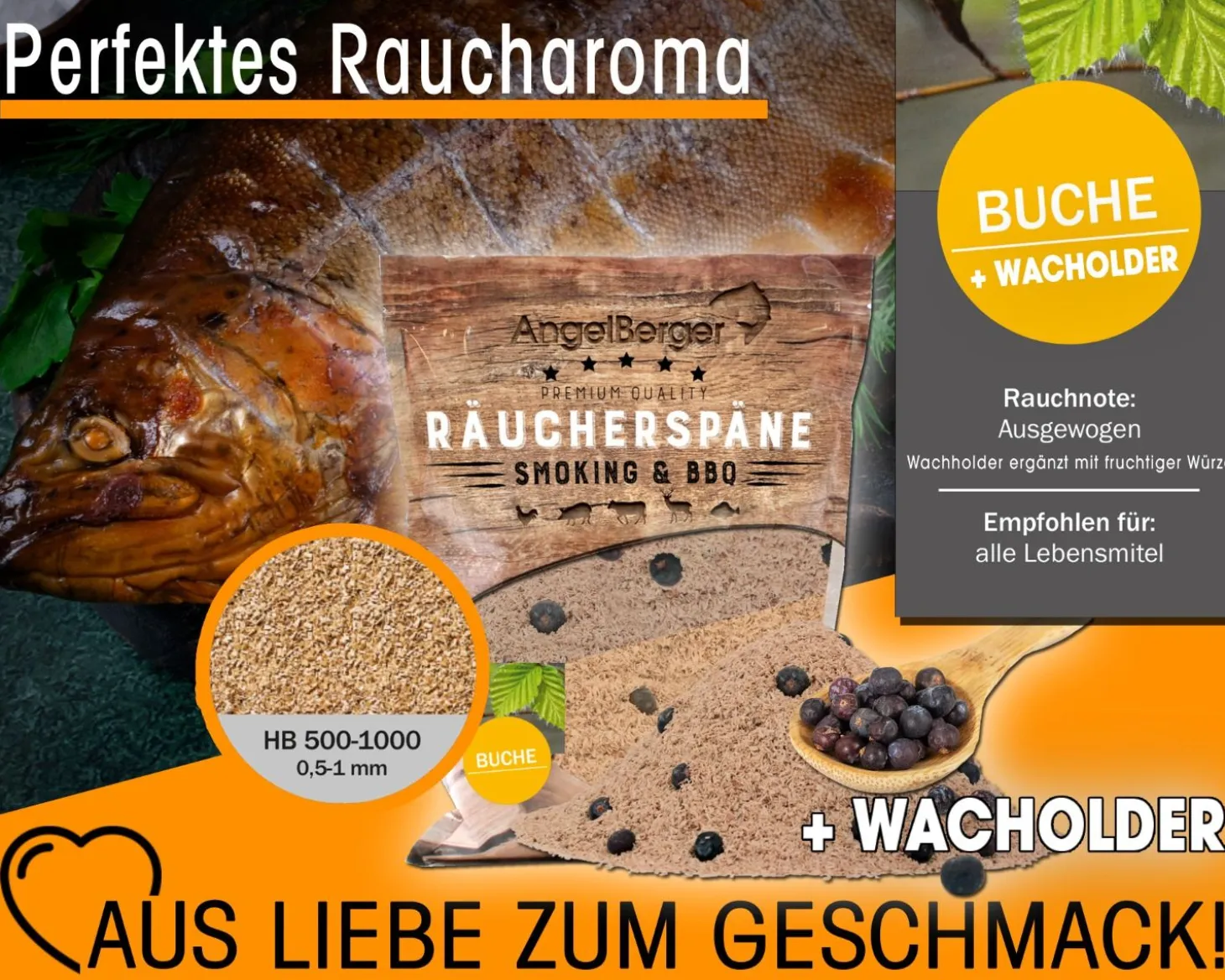 Angel Berger Räuchermehl Buche Wacholder 500g räucherspäne Räuchermehl & Gewürze