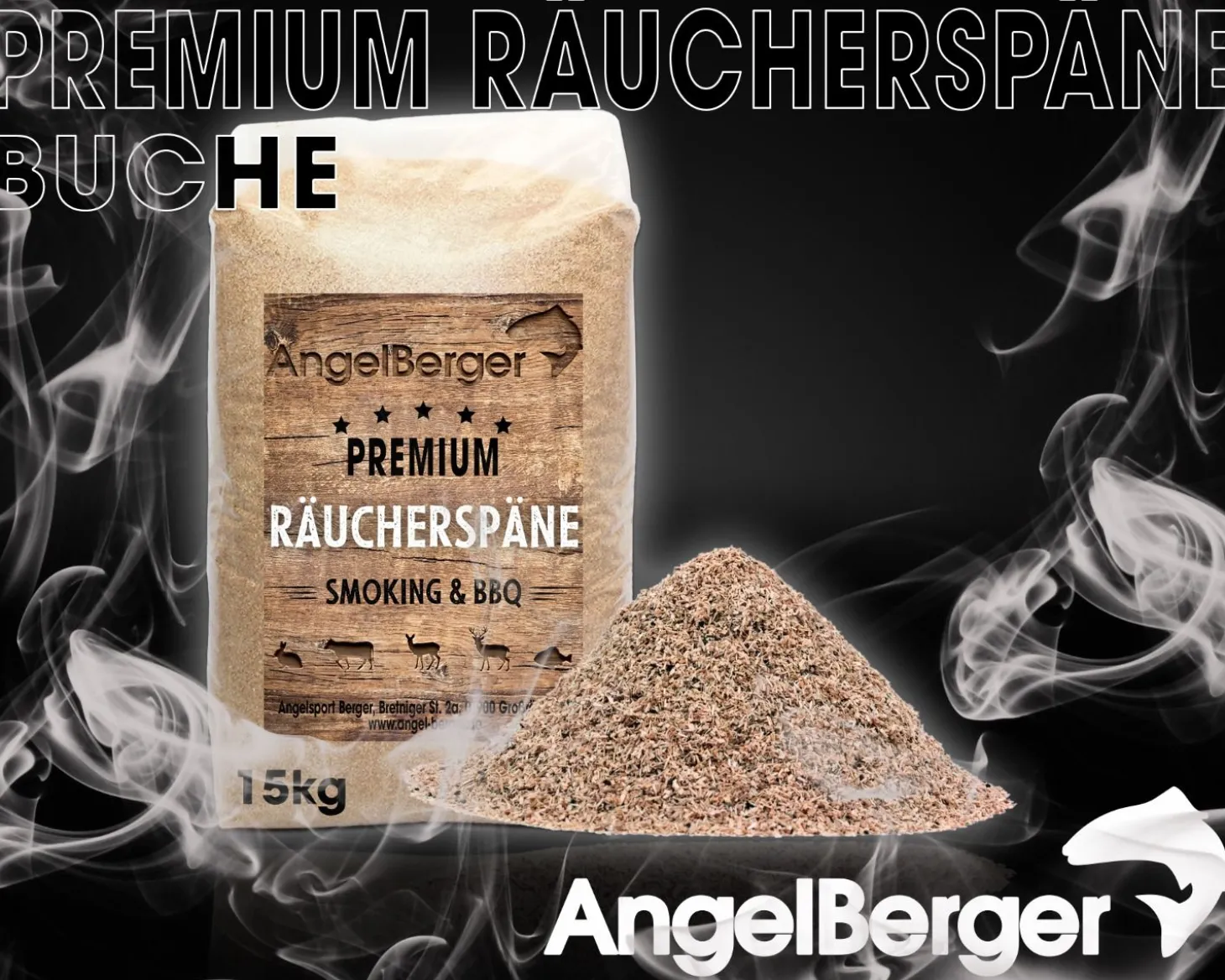 Angel Berger Räuchermehl Buche Deluxe 15Kg räucherspäne Räuchern
