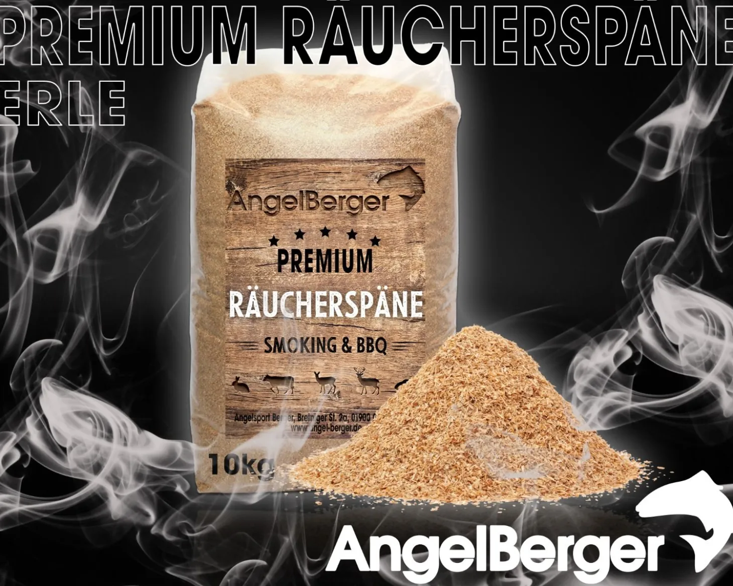 Angel Berger Räuchermehl Erle 10kg Räucherspäne Räuchern