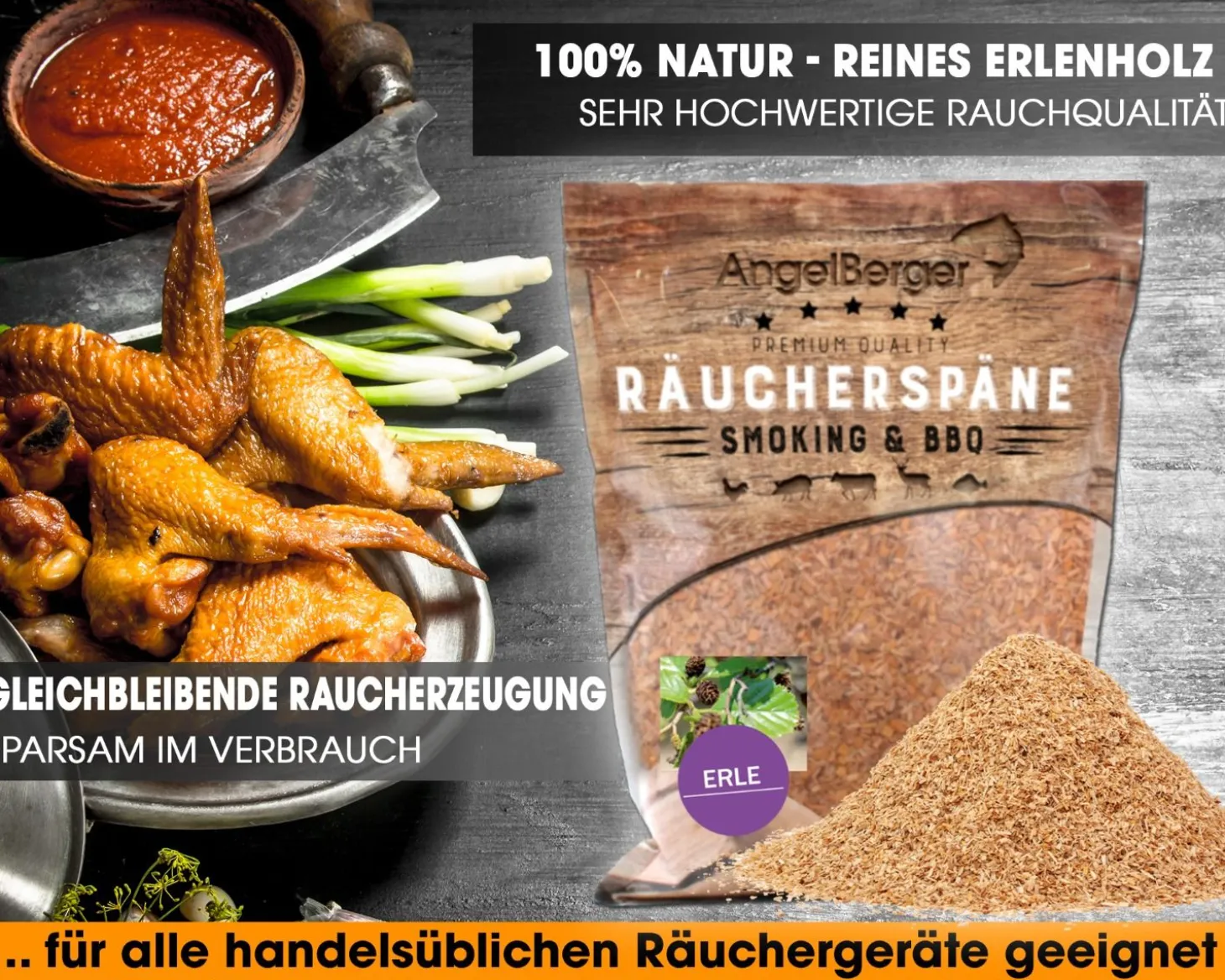 Angel Berger Räuchermehl Erle 500g Räucherspäne Räuchern