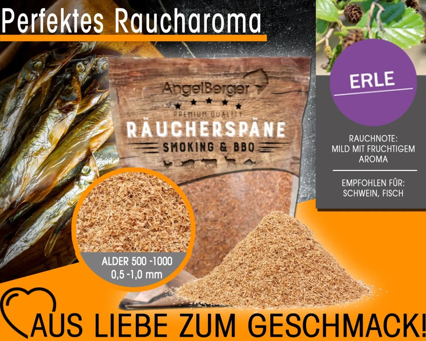 Angel Berger Räuchermehl Erle 500g Räucherspäne Räuchern