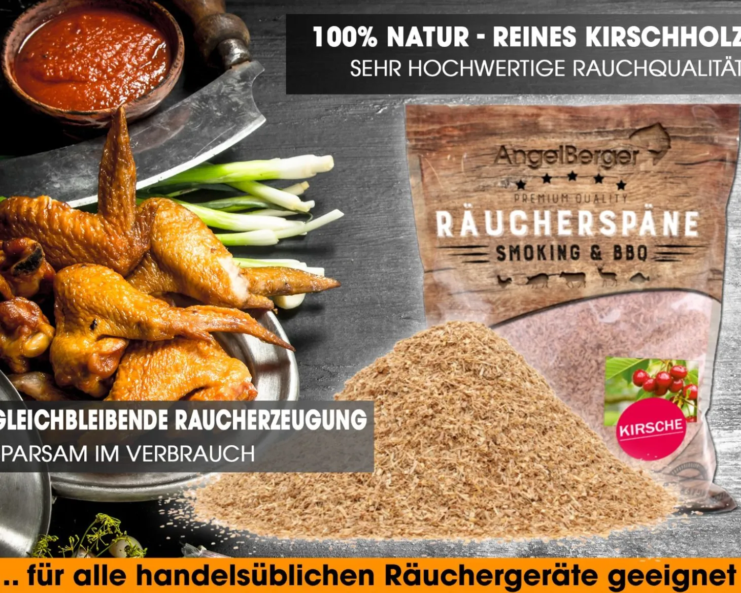 Angel Berger Räuchermehl Kirsche 500g Räucherspäne Cherry Räuchern