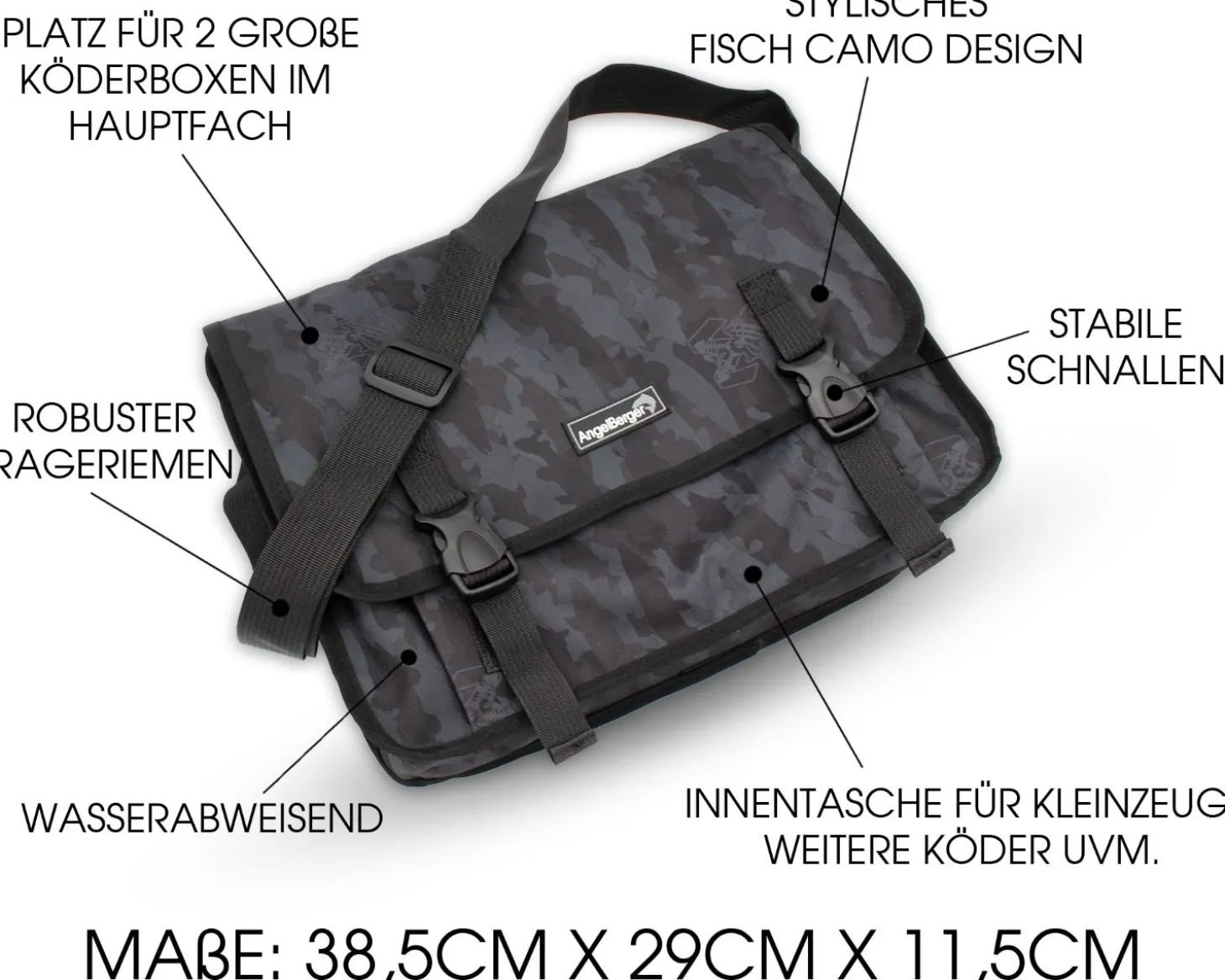 Angel Berger Spinntasche Angeltasche Kunstködertasche Umhängetasche Angelzubehör