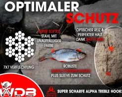 Angel Berger Stahlvorfach Set mit Box Rig Bin mit Stahlvorfächer zum Hechtangeln Steel Wire Leader Set Zielfische