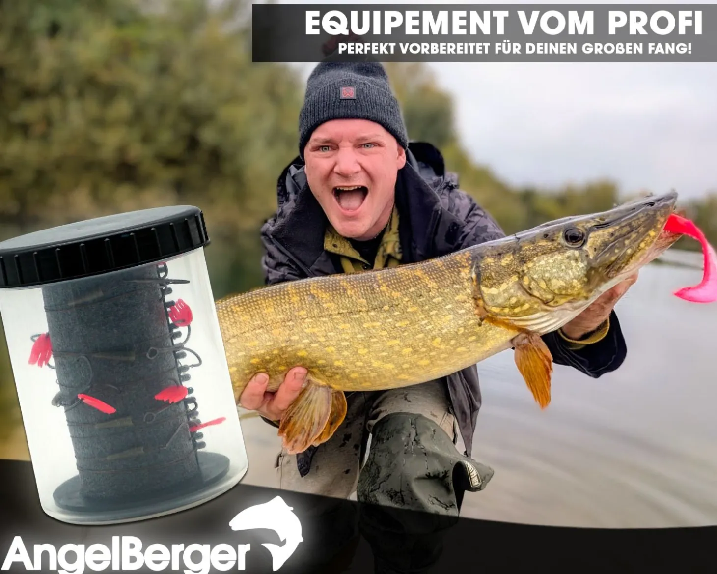 Angel Berger Stahlvorfach Set mit Box Rig Bin mit Stahlvorfächer zum Hechtangeln Steel Wire Leader Set Zielfische