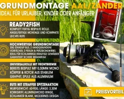 Angel Berger Steck Angelset Aal Zander Grundmontage Rute Rolle mit Angelzubehör Ready2Fish Angel Set Fishing Set Eel Pike Perch Wurm Dead Bait Grundangel Aalangeln Zanderangeln Angelsets