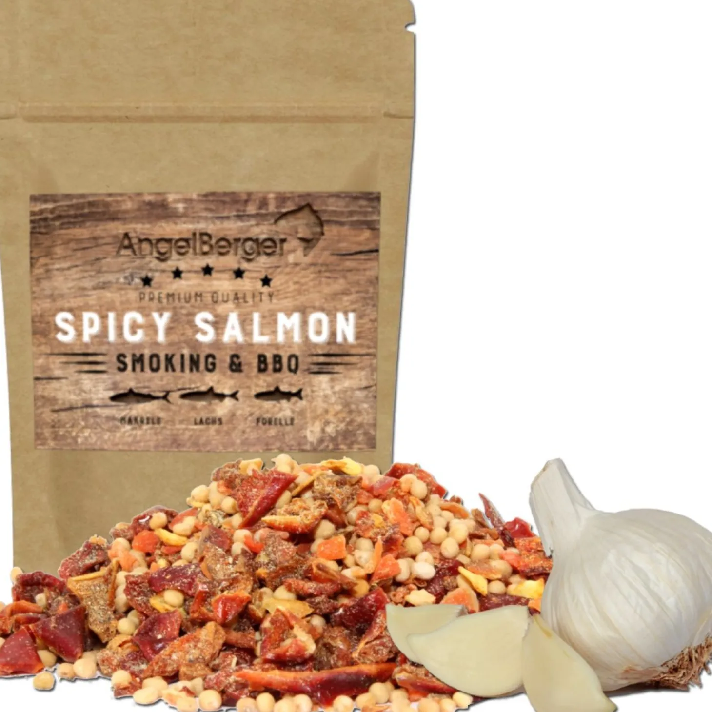 Angel Berger Stremellachs Spicy Salmon Garlic Gewürzmischung Fischgewürz Lachs Forelle Topping Räuchermehl & Gewürze