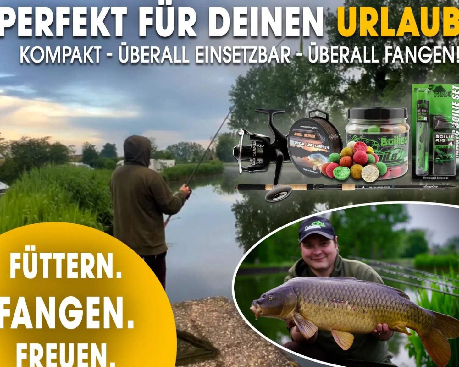 Angel Berger Tele Karpfenset Angelset Karpfen Carp Set Karpfenrute Karpfenrolle und Karpfenzubehör Karpfenangeln Angelsets