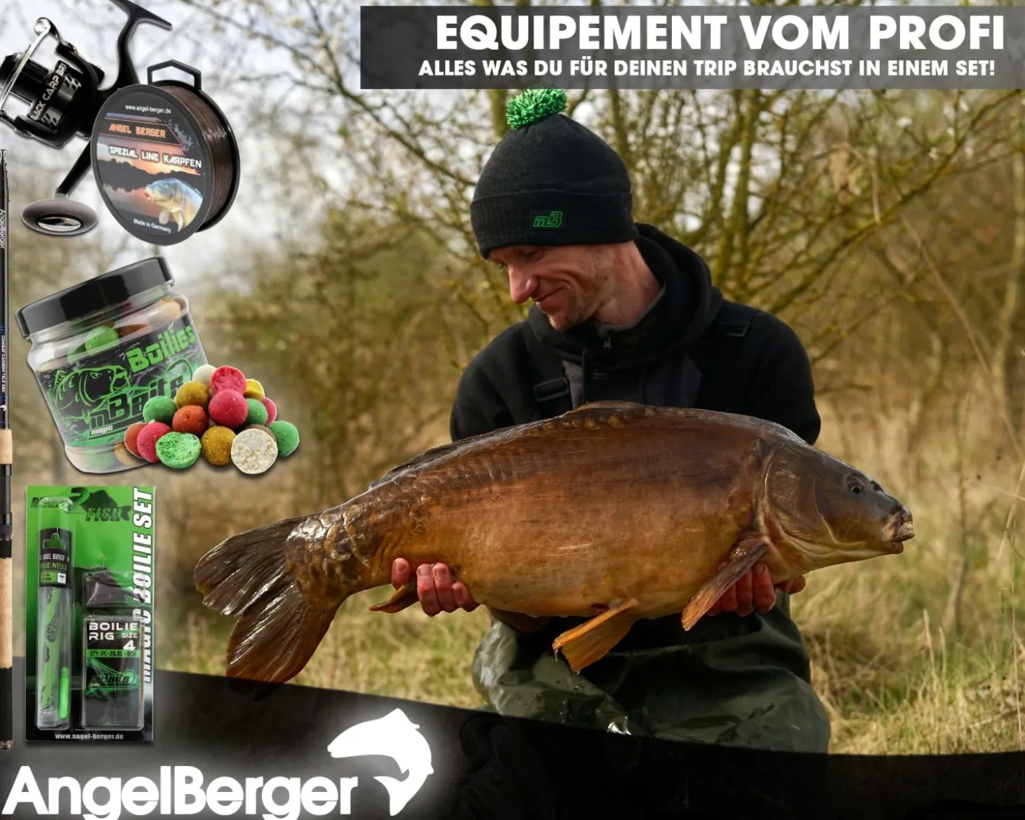 Angel Berger Tele Karpfenset Angelset Karpfen Carp Set Karpfenrute Karpfenrolle und Karpfenzubehör Karpfenangeln Angelsets
