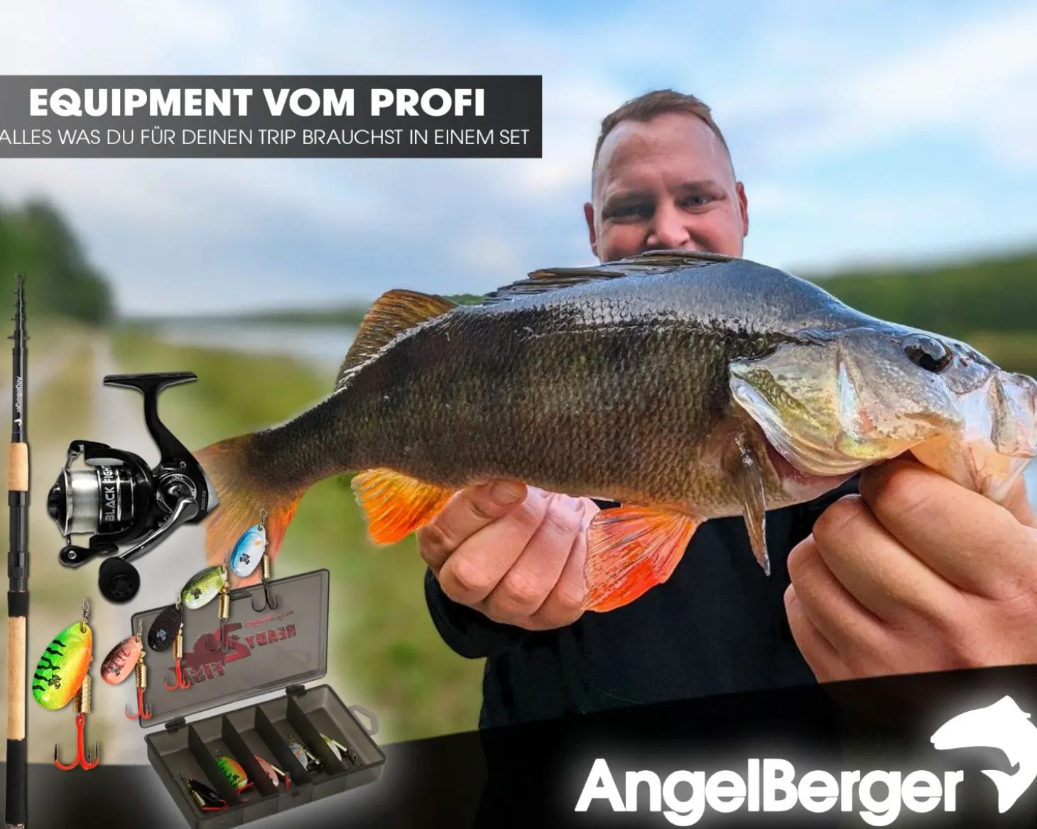 Angel Berger Tele Spinset komplett Angelset Raubfisch mit Kunstködersortiment Angelrute Angelrolle mit Angelköder Angelsets