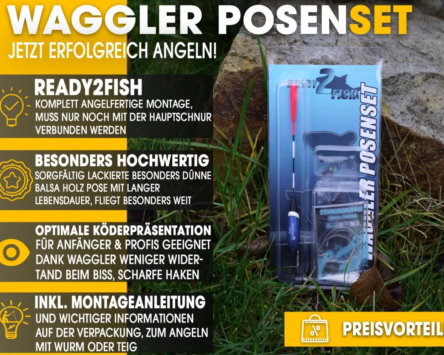 Angel Berger Waggler Posen Set Posenmontage Ready2Fish Angelpose Angelset Fishing Float Posenset Angelsets