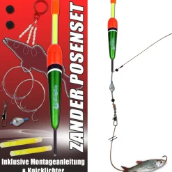 Angel Berger Zander Posen Set Köderfischmontage mit Knicklicht Ready2Fish Angelset Zander Angelsets