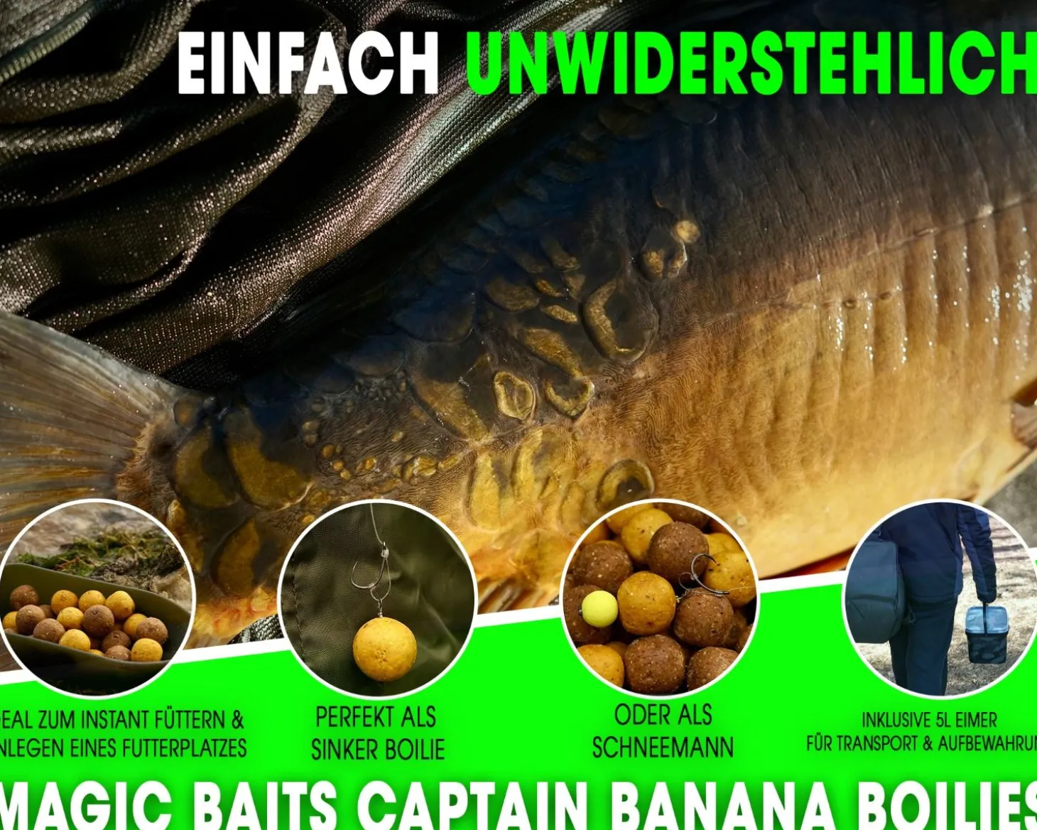 Magic Baits 4 Kg Premium Boilies mit Eimer Carp Baits with Bucket Futterboilies Karpfenboilies Feeder Boilie Boilieset Karpfenköder Carp Baits Angelköder Karpfenangeln Futtermittel