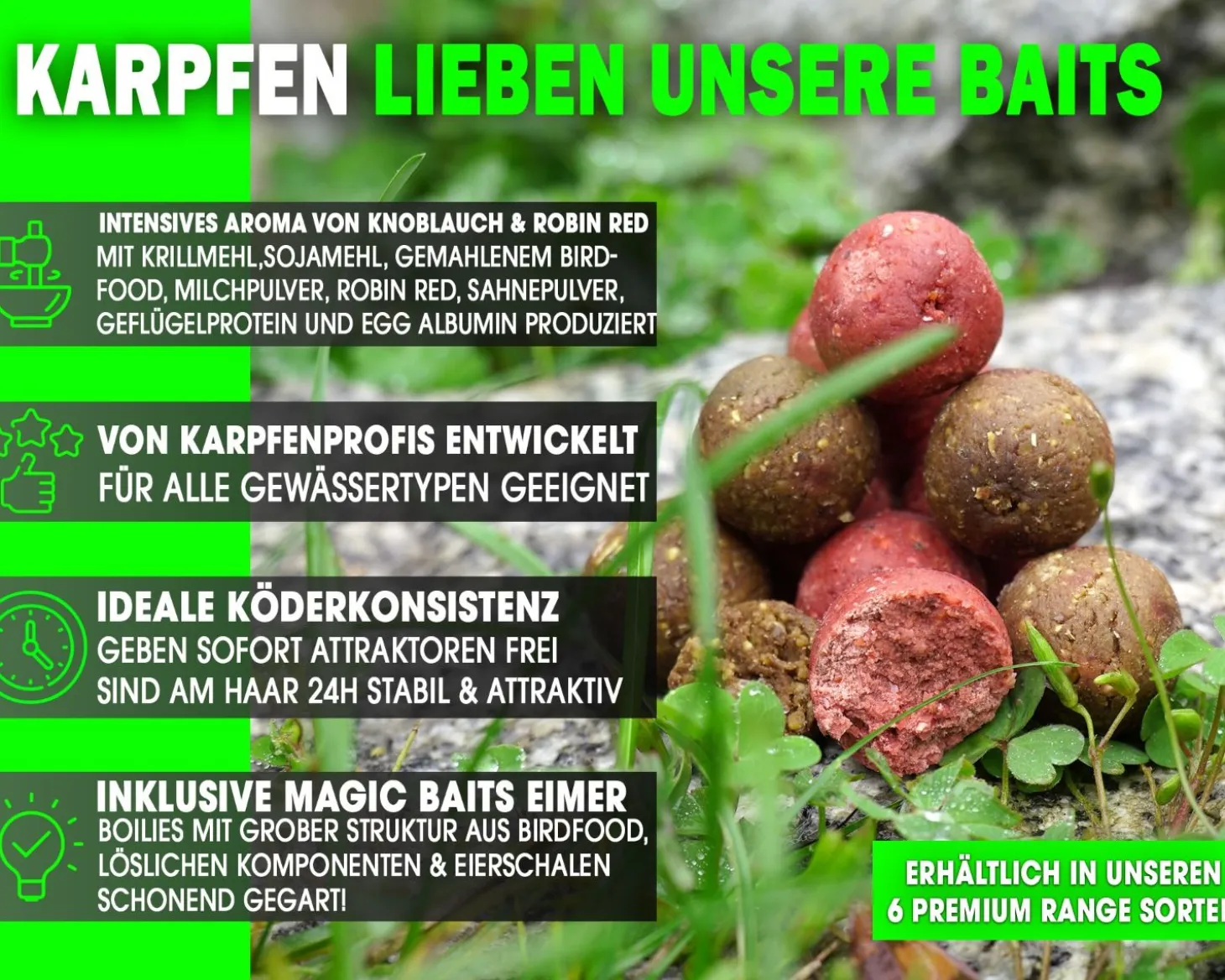 Magic Baits 4 Kg Premium Boilies mit Eimer Carp Baits with Bucket Futterboilies Karpfenboilies Feeder Boilie Boilieset Karpfenköder Carp Baits Angelköder Karpfenangeln Futtermittel