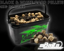 Magic Baits Black & White Carp Pellets 20mm 4 Kg im Eimer Karpfenpellets with Bucket Futterpellets Karpfen Pellet Mix Feeder Halibut Pellet Karpfenköder  Futtermittel