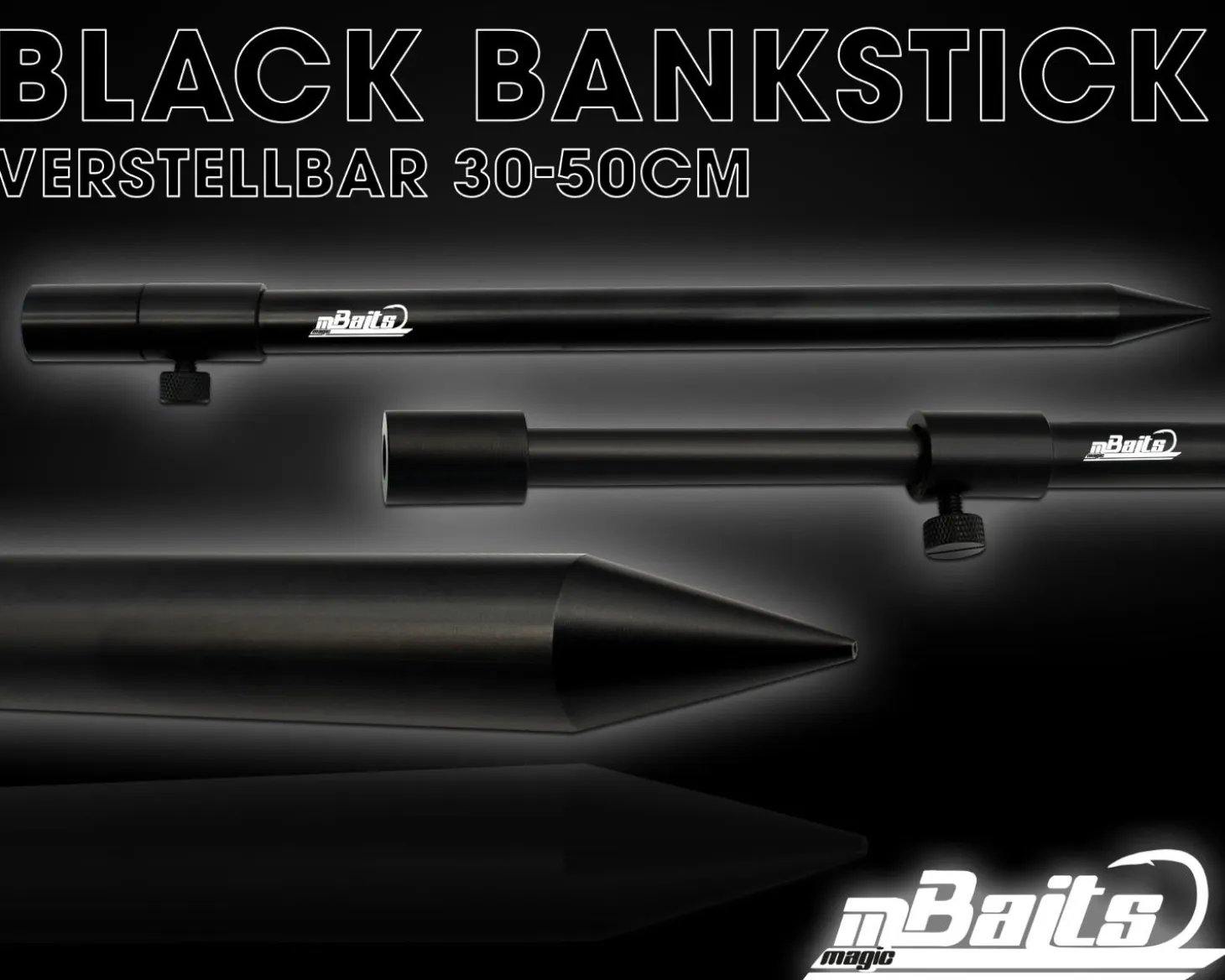 Magic Baits Black Bankstick 30-50cm verstellbar Karpfen Auflagen & Banksticks