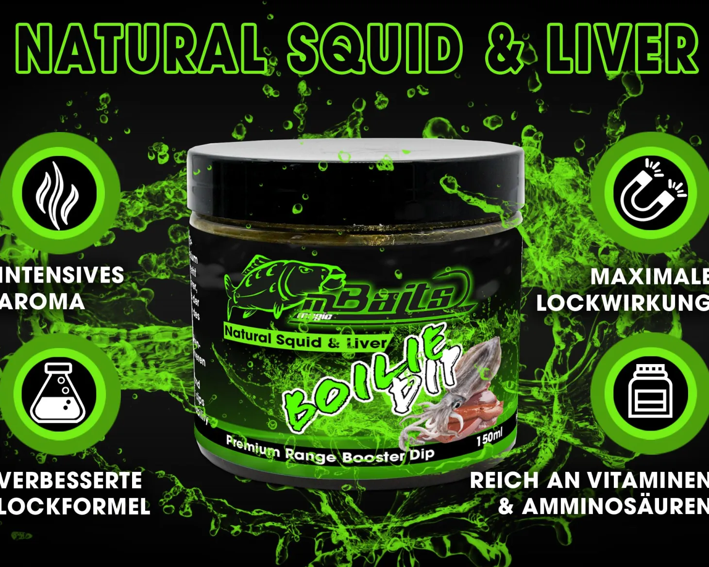 Magic Baits Boilie Dip Natural Squid & Liver Premium Range Dip Köderdip Aroma Bait Booster Futtermittel