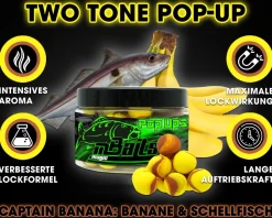 Magic Baits Captain Banana Two Tone Pop Ups 16mm Boilies Premium Range  Futtermittel