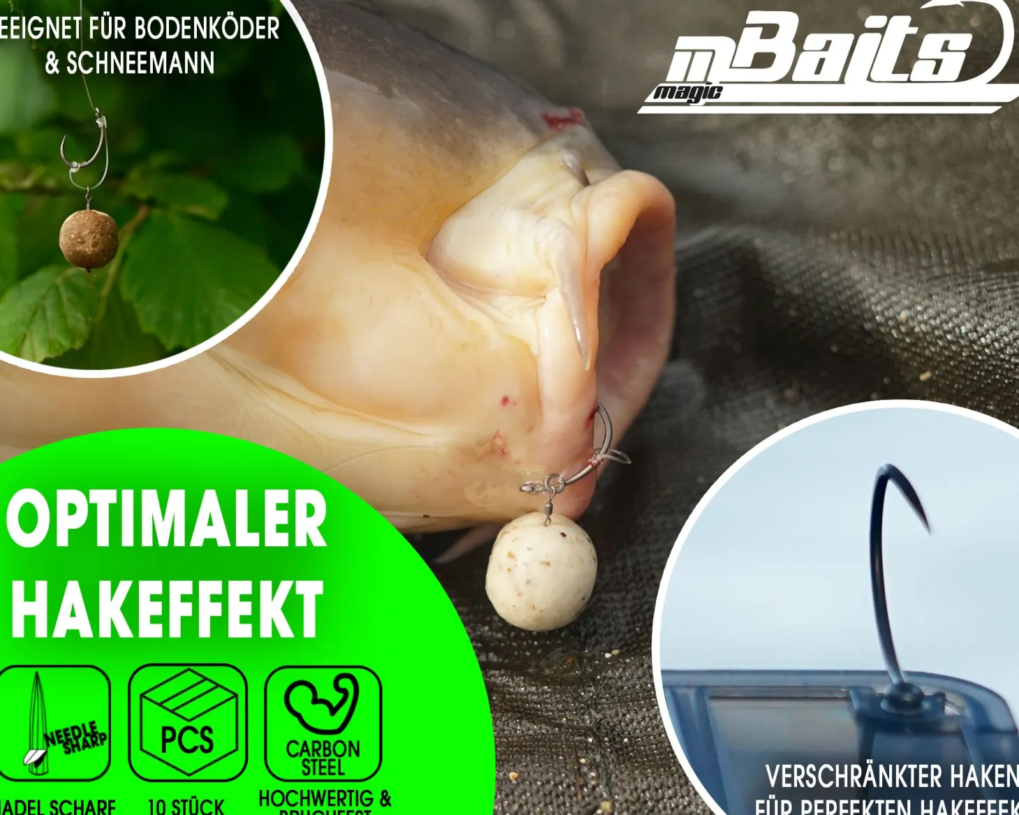 Magic Baits Crank Karpfenhaken Boiliehaken Carp Hooks Haken für Karpfenrigs Angelhaken für Karpfen Zielfische