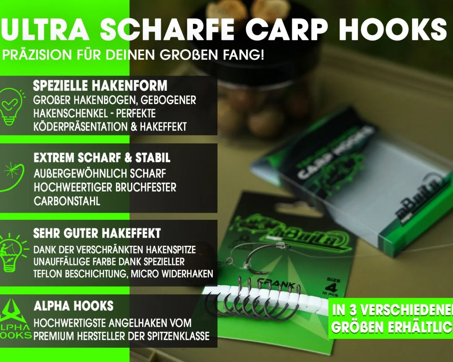 Magic Baits Crank Karpfenhaken Boiliehaken Carp Hooks Haken für Karpfenrigs Angelhaken für Karpfen Zielfische