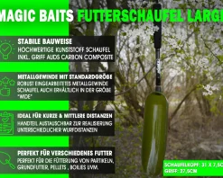 Magic Baits Futterschaufel Large mit Griff Futterkelle Big Bait Spoon and Handle Futterschaufel für Boilies Pellets Partikel zum Karpfenangeln Zielfische