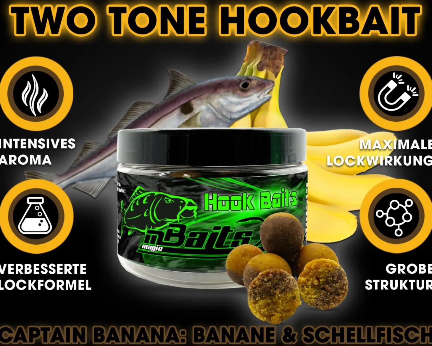 Magic Baits Hook Baits Two Tone Boilies Premium Range Futtermittel