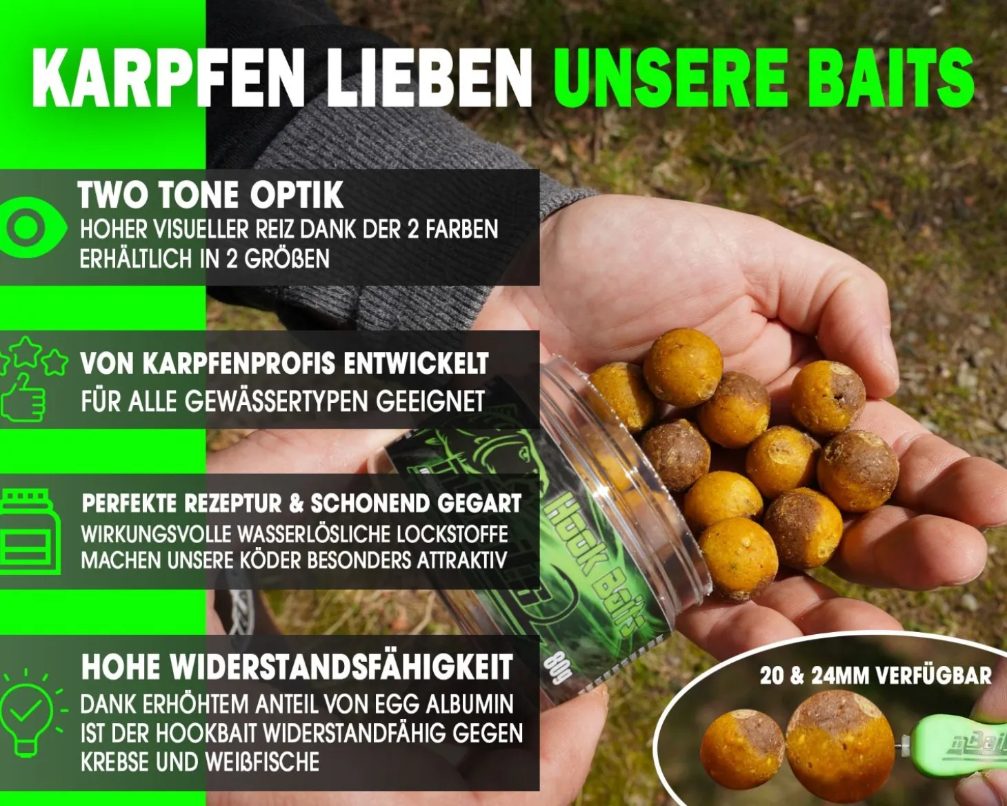 Magic Baits Hook Baits Two Tone Boilies Premium Range Futtermittel