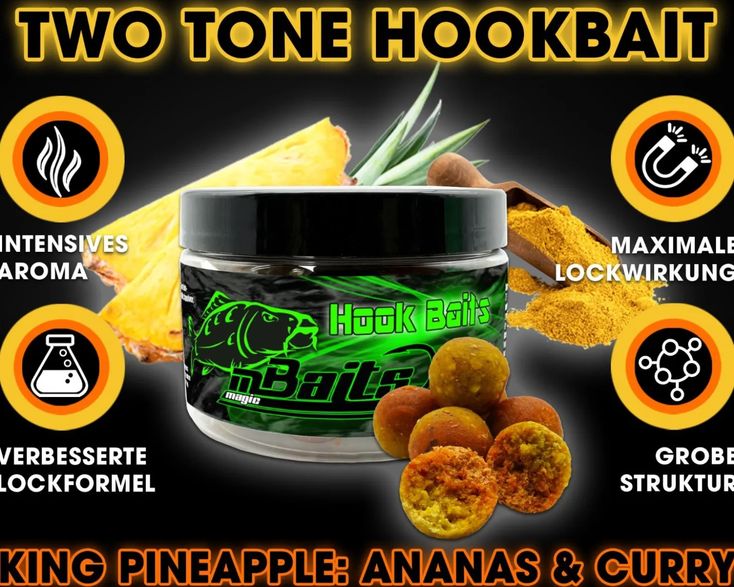 Magic Baits Hook Baits Two Tone Boilies Premium Range Futtermittel