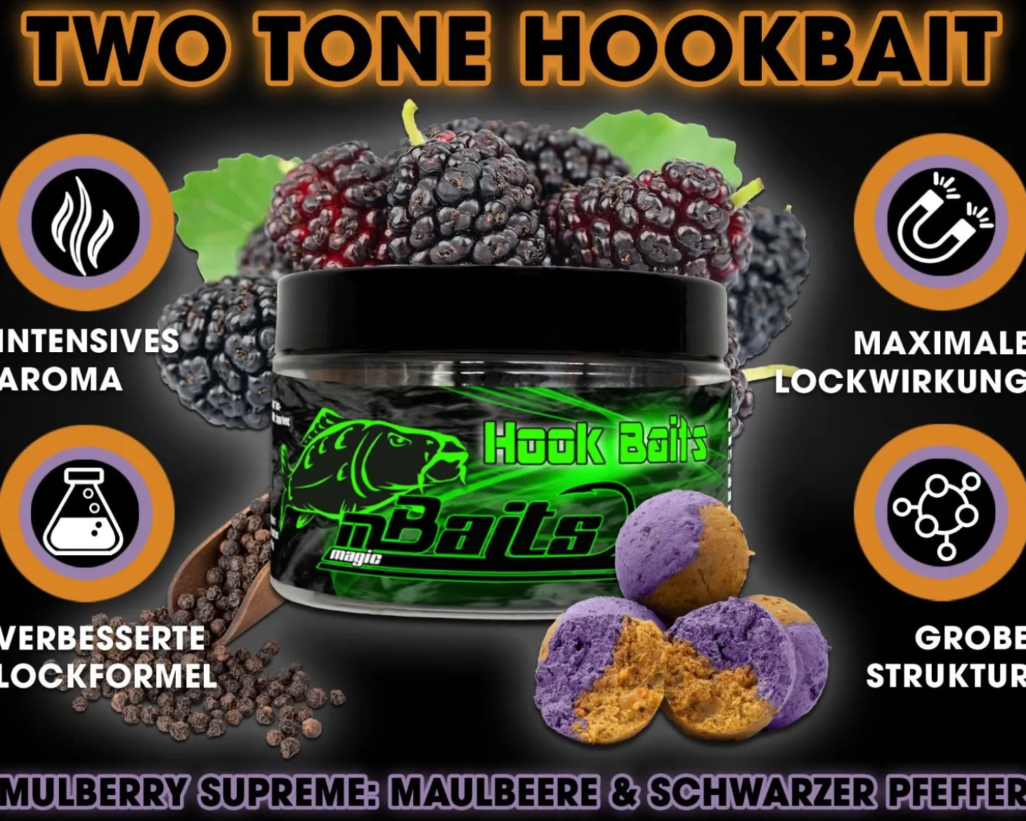 Magic Baits Hook Baits Two Tone Boilies Premium Range Futtermittel