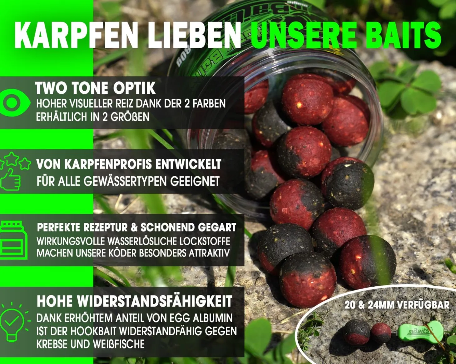 Magic Baits Hook Baits Two Tone Boilies Premium Range Futtermittel