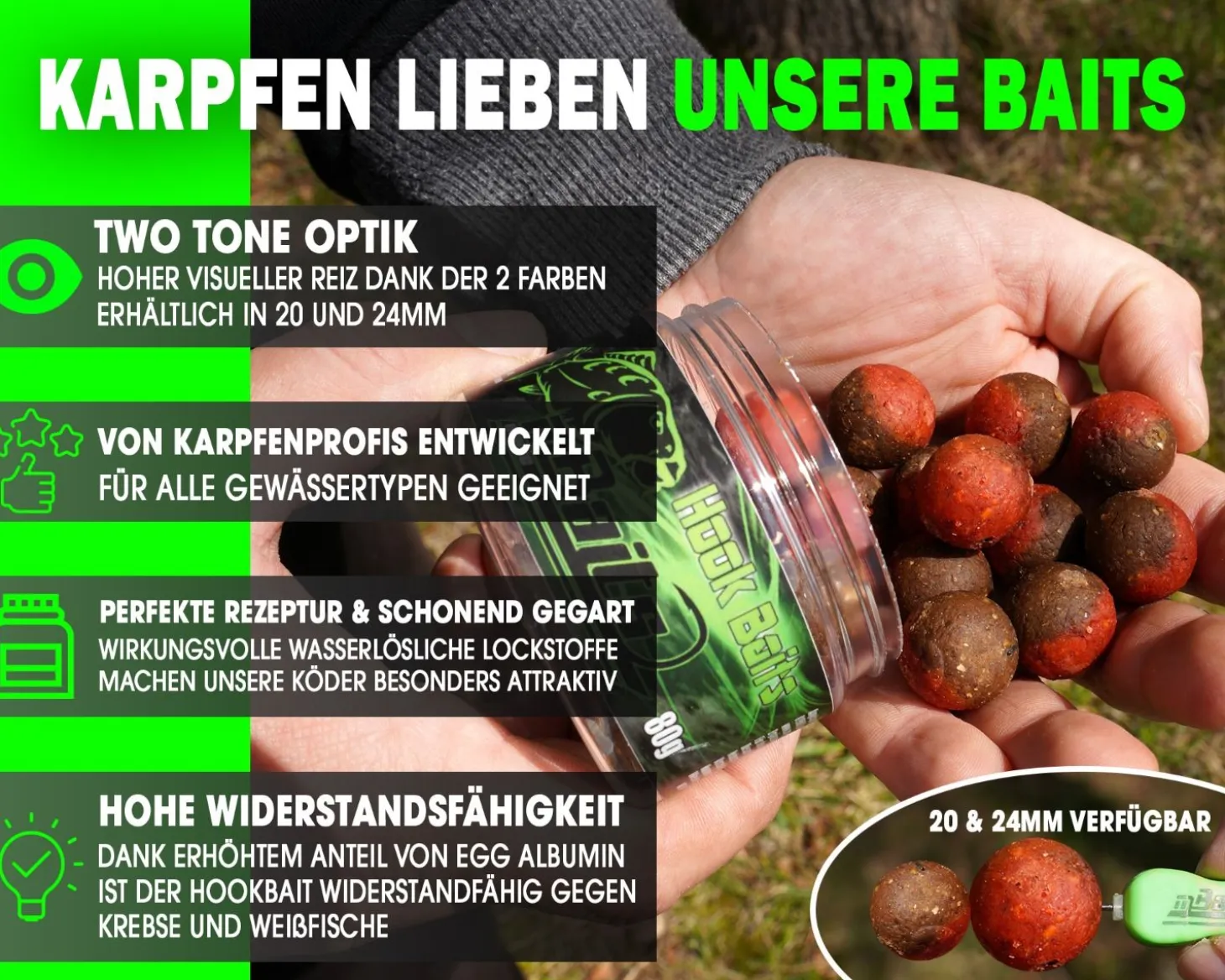 Magic Baits Hook Baits Two Tone Boilies Premium Range Futtermittel