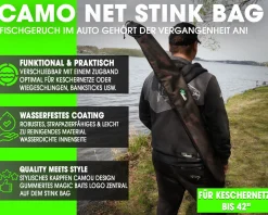 Magic Baits Keschertasche Camo Net Bag Stink Bag Tasche für Karpfenkescher Carp Tackle Angelzubehör