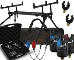 Magic Baits Luxus Rod Pod mit Funkbissanzeiger Set Tasche Rutenauflagen Bite Indicator Carp Rodpod Rutenständer Rutenhalter Angelzubehör