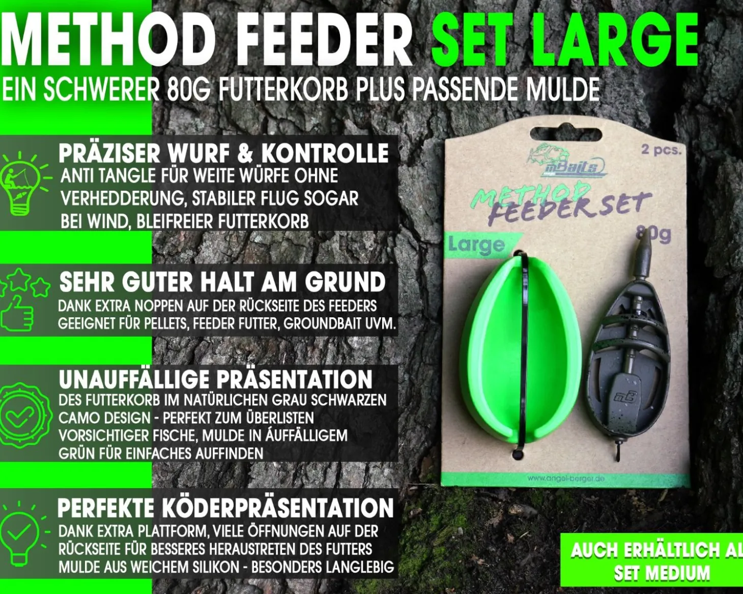 Magic Baits Method Feeder Set Large 80g Feederkorb und Feedermulde Karpfen Futterkorb Carp Inline Feeder Feeder Körbe