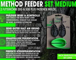 Magic Baits Method Feeder Set Medium 30+50g Feederkörbe und Feedermulde Futterkorb Inline Feeder Friedfischangeln